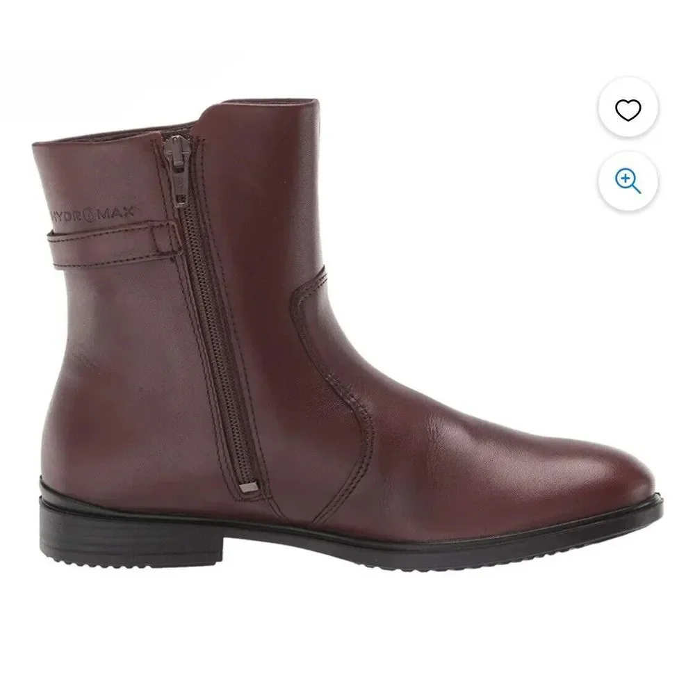 Women's ECCO Touch 15 Buckle Hydromax‎ Ankle Boot Mink Full Grain Leather 9.5